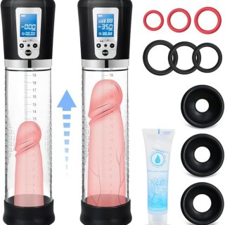 Electric amplifying vacuum pump, 4 suction strengths, Adorime rechargeable automatic high vacuum amplifying extension pump, pressure device, black.
