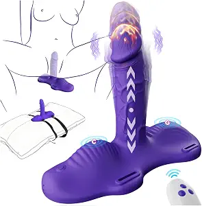 Female sex toy riding vibrator - riding vibrator with thrust dildo, 12 thrust and vibration modes, suitable for female G-spot clitoral stimulation, female vibrator adult sex toy and game.